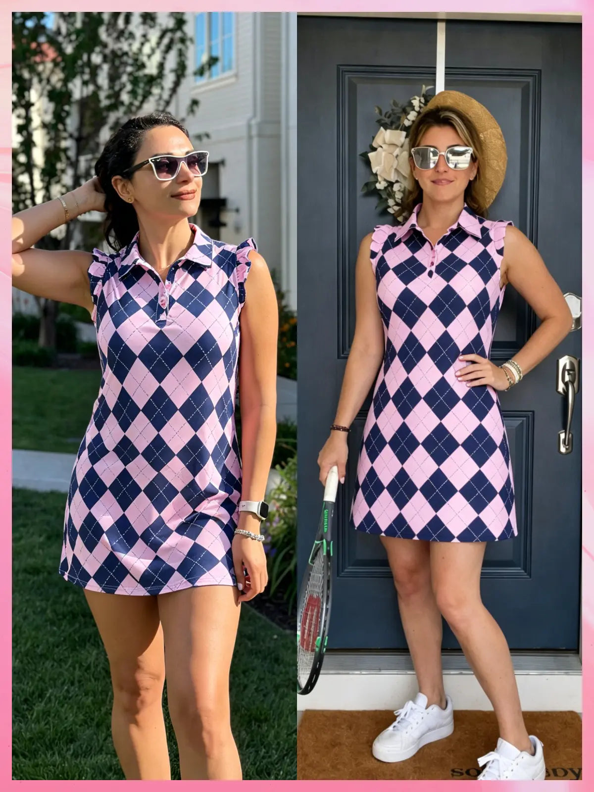 Soneven Womens Tennis Dress Sleeveless Golf Dresses with Shorts and Pockets Ruffle Sleeve Workout Athletic Dresses Casual 2026 Spring Break Gift for Easter'S Day Mother'S Day