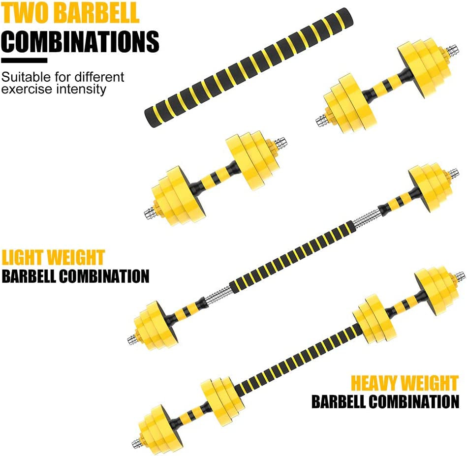 Adjustable Dumbbell Barbell, Free Weights 2-In-1 Dumbbell Barbell Set, Non-Slip Hand Dumbbell for Home, Gym, Office (Barbell 55LB or 27.5LB Dumbbell Pair)