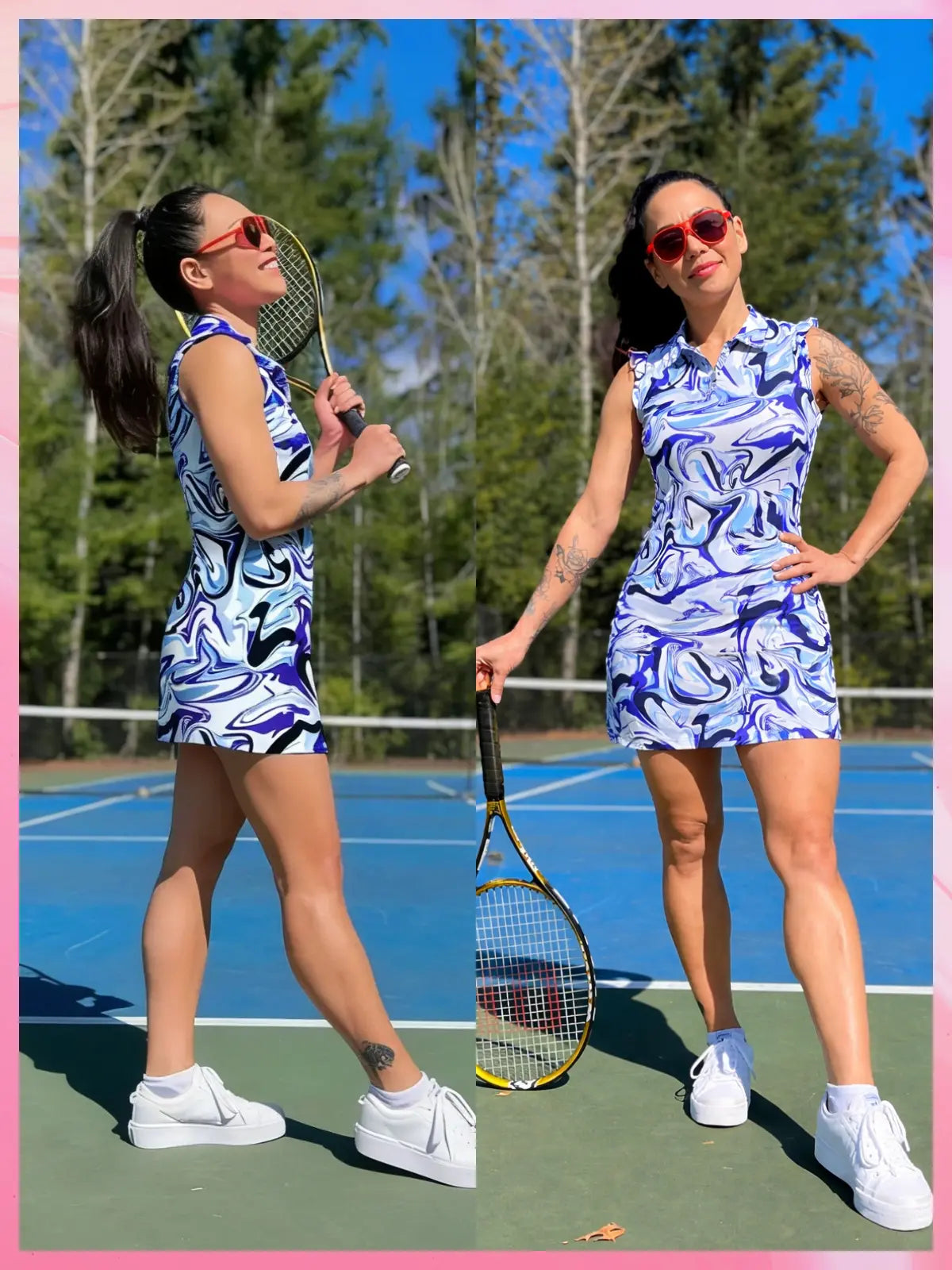 Soneven Womens Tennis Dress Sleeveless Golf Dresses with Shorts and Pockets Ruffle Sleeve Workout Athletic Dresses Casual 2026 Spring Break Gift for Easter'S Day Mother'S Day